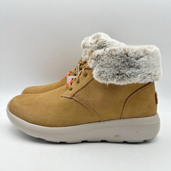 Skechers Women On The Go City Bootie US 6.5 Wide Brown Suede Water Repellent NIB - Picture 7 of 11